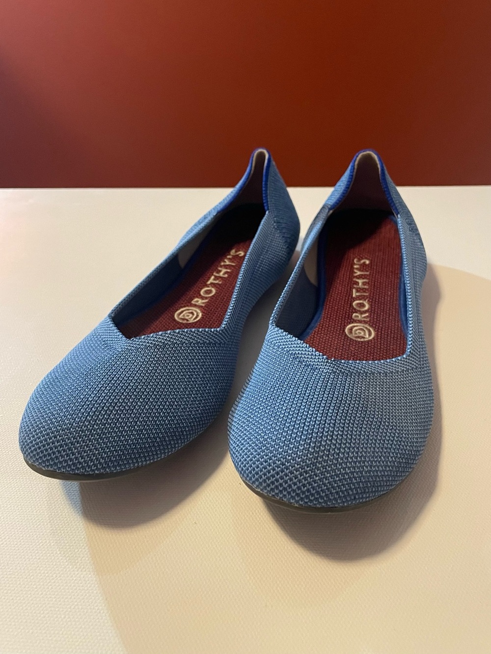 Rothy’s Women’s Indigo Mini Flag Stripe Ballet Round Toe Knit Flats